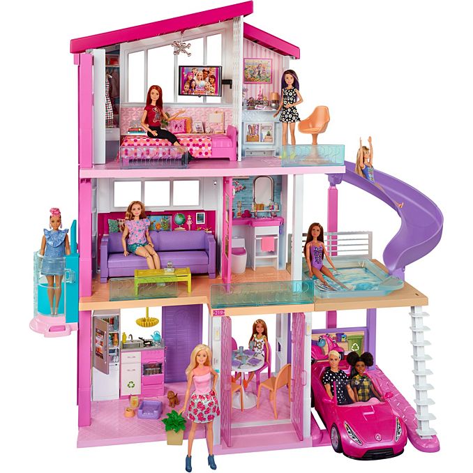 Barbie Dreamhouse 3 Story Dollhouse Playset w/ Pool, Slide