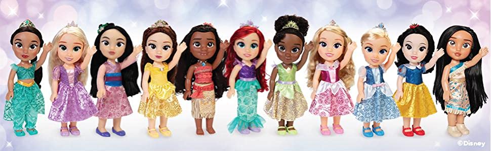  girls, disney princess, Toddler doll, ariel, belle, rapunzel, moana, toys, dress, costume