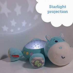 Help soothe baby with starlight projection and relaxing music or sounds
