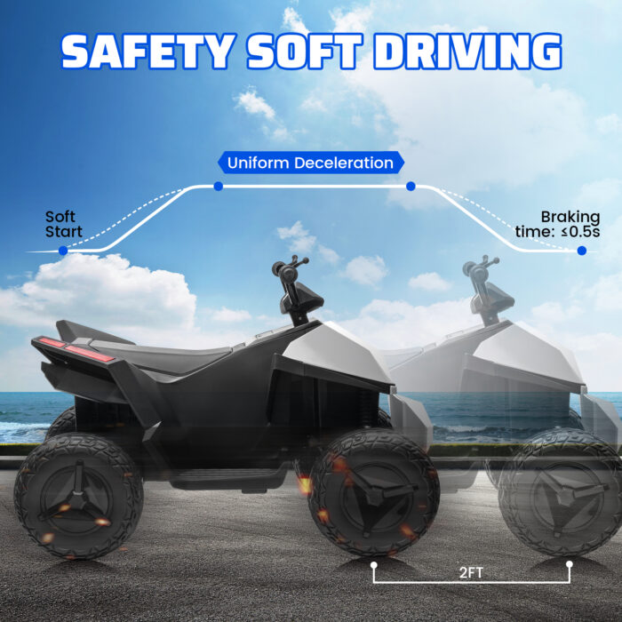 24V Kids ATV Quad 4 Wheeler Electric Ride on Car Age 3-8, 4WD, Spring Suspension, LED Lights, Bluetooth Music - Image 8