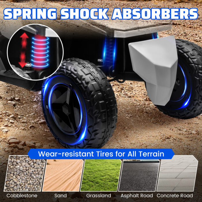 24V Kids ATV Quad 4 Wheeler Electric Ride on Car Age 3-8, 4WD, Spring Suspension, LED Lights, Bluetooth Music - Image 7