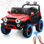 Spider Ride On Truck Car for Kids Electric UTV with Parental Remote Control, LED Lights, 3 Speeds