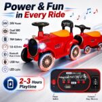 2-Seater Ride On Train Trackless, 24V Ride On Toy with Storage Seat, Music & LED Lights - Image 5