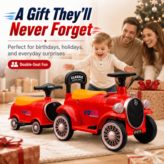 2-Seater Ride On Train Trackless, 12V Ride On Toy with Storage Seat, Music & LED Lights - Image 9