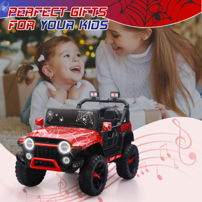 Spider Ride On Truck Car for Kids Electric UTV with Parental Remote Control, LED Lights, 3 Speeds - Image 8