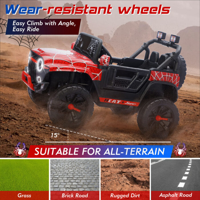 Spider Ride On Truck Car for Kids Electric UTV with Parental Remote Control, LED Lights, 3 Speeds - Image 4