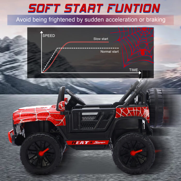Spider Ride On Truck Car for Kids Electric UTV with Parental Remote Control, LED Lights, 3 Speeds - Image 6