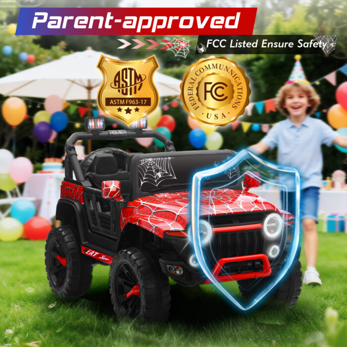 Spider Ride On Truck Car for Kids Electric UTV with Parental Remote Control, LED Lights, 3 Speeds - Image 7
