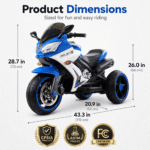 24V Kids Motorcycle 3 Wheels Electric Ride-On Toys for Ages 2-10, Dual 380W Motors - Image 4