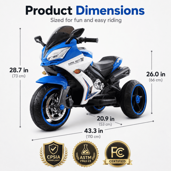 24V Kids Motorcycle 3 Wheels Electric Ride-On Toys for Ages 2-10, Dual 380W Motors - Image 4