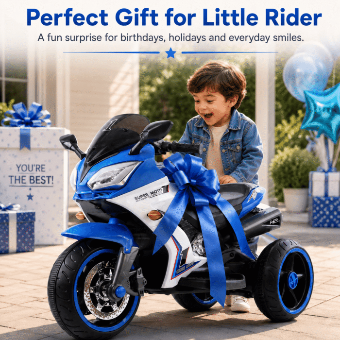 24V Kids Motorcycle 3 Wheels Electric Ride-On Toys for Ages 2-10, Dual 380W Motors - Image 9