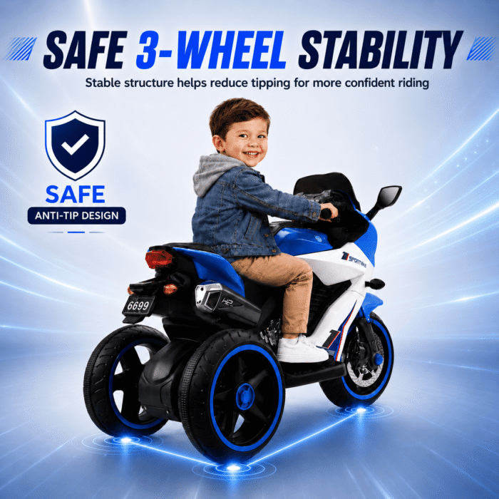 24V Kids Motorcycle 3 Wheels Electric Ride-On Toys for Ages 2-10, Dual 380W Motors - Image 5