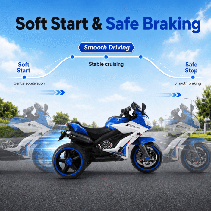 24V Kids Motorcycle 3 Wheels Electric Ride-On Toys for Ages 2-10, Dual 380W Motors - Image 7