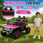 24V Ride On Jeep, Kids 2 Seater Off Road UTV with 4WD Motor, Remote Control, 3 Speed, Bluetooth Music, Spring Suspension, LED Light - Image 6