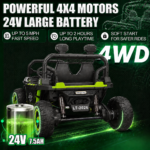 24V Ride On Jeep for Big Kids, 2 Seater Off Road UTV with 4WD Motor, Remote Control, 3 Speeds, Bluetooth Music, LED Light - Image 2