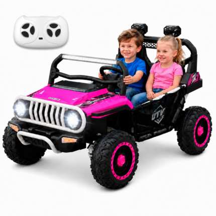24V Ride On Jeep, Kids 2 Seater Off Road UTV with 4WD Motor, Remote Control, 3 Speed, Bluetooth Music, Spring Suspension, LED Light