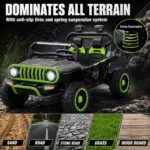24V Ride On Jeep for Big Kids, 2 Seater Off Road UTV with 4WD Motor, Remote Control, 3 Speeds, Bluetooth Music, LED Light - Image 4