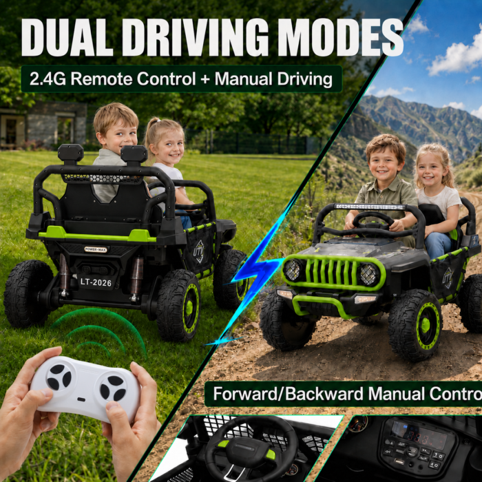 24V Ride On Jeep for Big Kids, 2 Seater Off Road UTV with 4WD Motor, Remote Control, 3 Speeds, Bluetooth Music, LED Light - Image 3