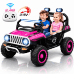24V Ride on Toys for Big Kids, 2026 Upgraded 2 Seater XL 20" Seat Ride on UTV, 10AH 4WD Battery Powered 5MPH Electric Car with Remote, 3 Speeds, Music Gift for Ages 3-8 Pink