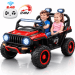 24V Ride on Toys for Big Kids, 2026 Upgraded 2 Seater XL 20" Seat Ride on UTV, 10AH 4WD Battery Powered 5MPH Electric Car with Remote, 3 Speeds, Music Gift for Ages 3-8 Red