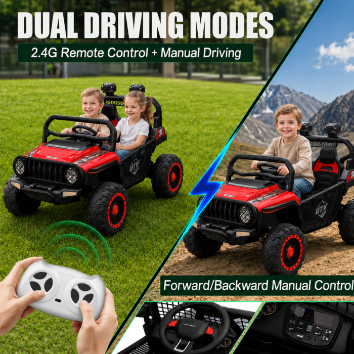 24V Ride On Jeep for Big Kids, 2 Seater Off Road UTV with 4WD Motor, Parent Remote, 3 Speeds, Bluetooth, LED Light - Image 3