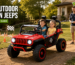 ToysPorter 24V 2-seater ride-on Jeep for kids driving outdoors on grass and driveway